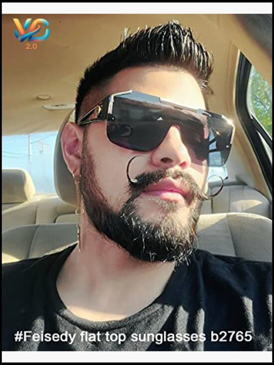 Square Oversized Flat Top Shield Sunglasses Unisex Retro Futuristic UV400 main image 5